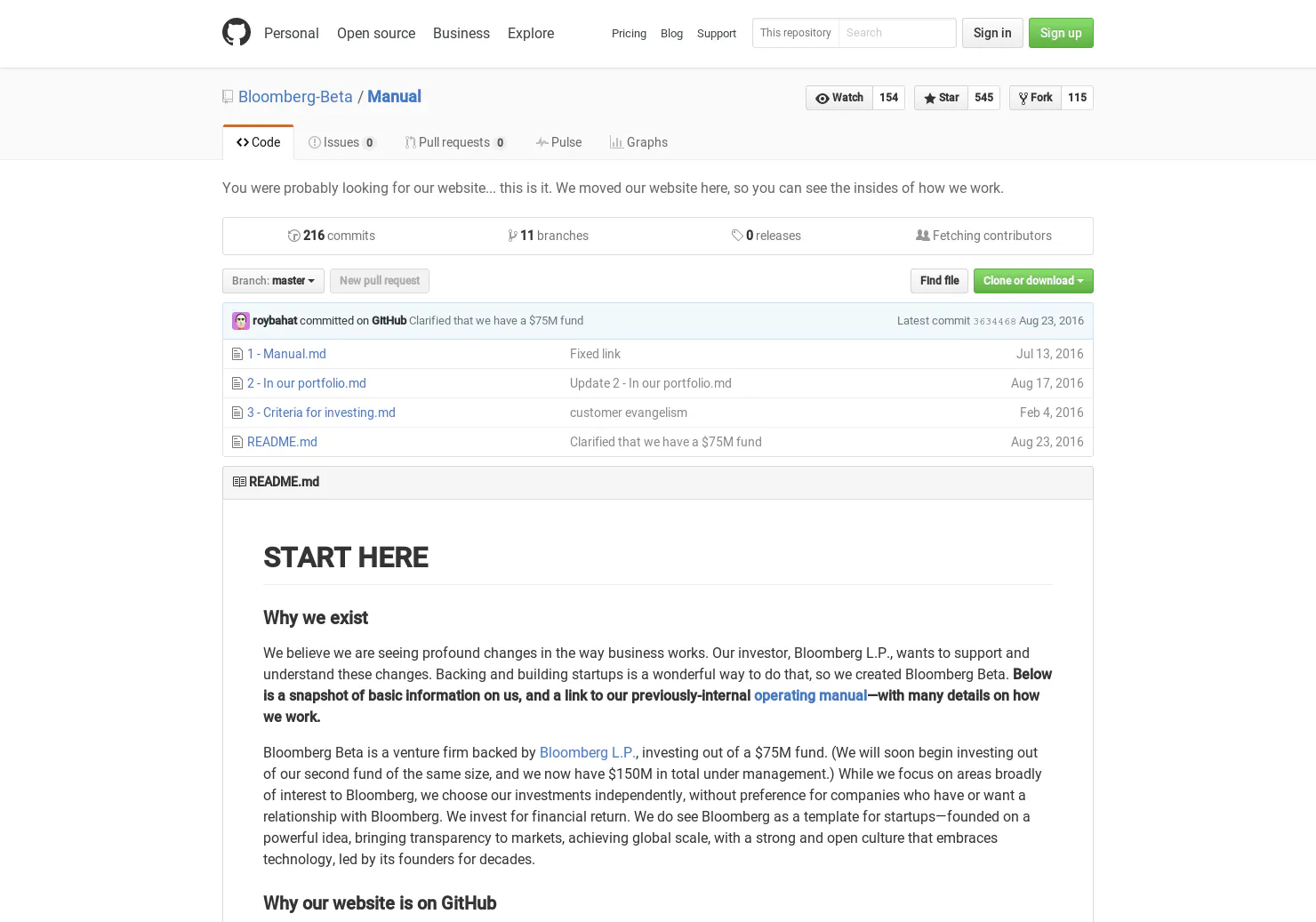 Bloomberg Beta Manual