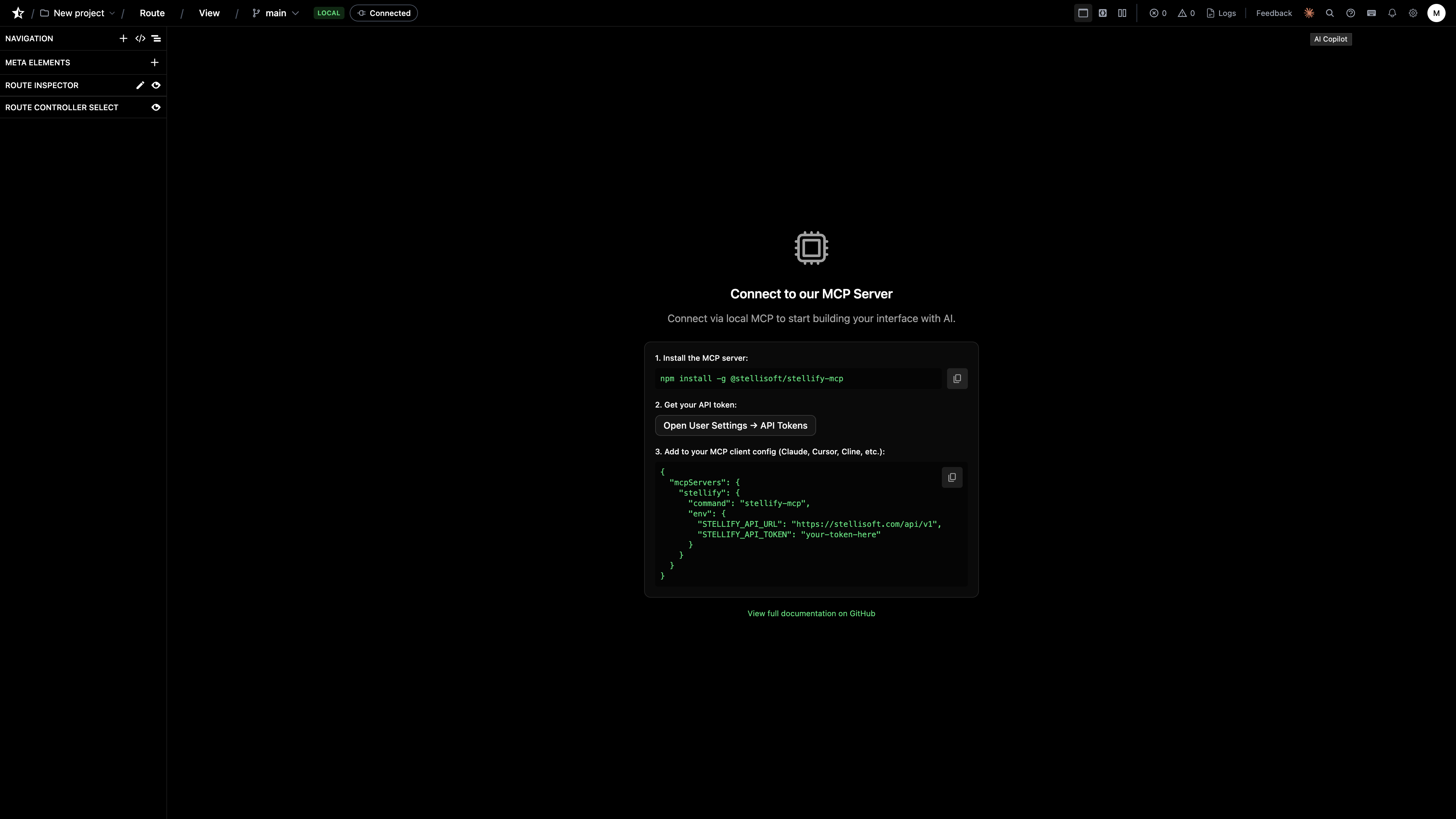 Stellify – AI-native Laravel development - Main product screenshot demonstrating key features and user interface