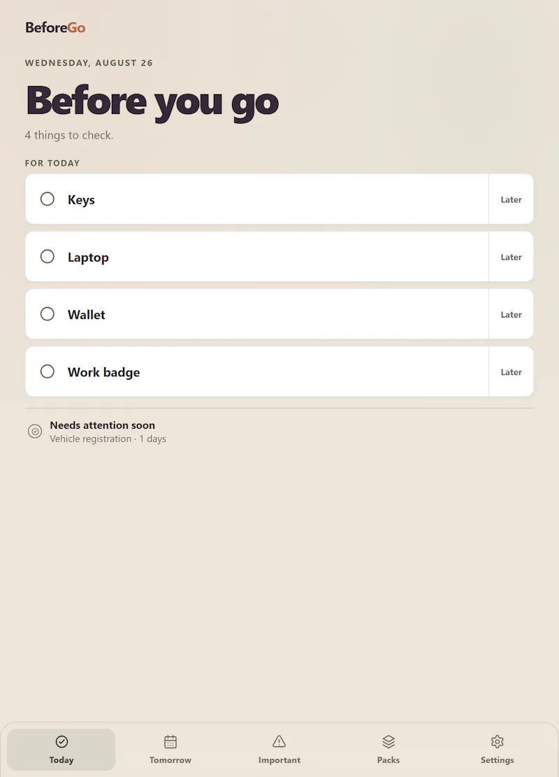 BeforeGo screenshot 1
