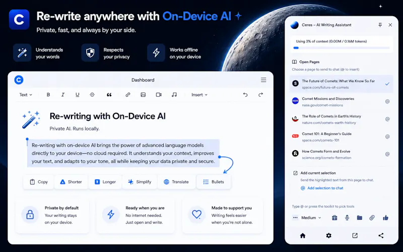 Ceres: On-Device AI Browser Assistant screenshot 1