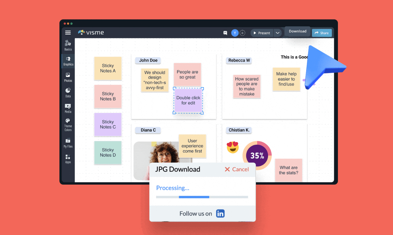 Visme Whiteboards - 스타일의 큰 아이디어와 브레인 스토밍에 큰 아이디어를 가져옵니다 미디어 6