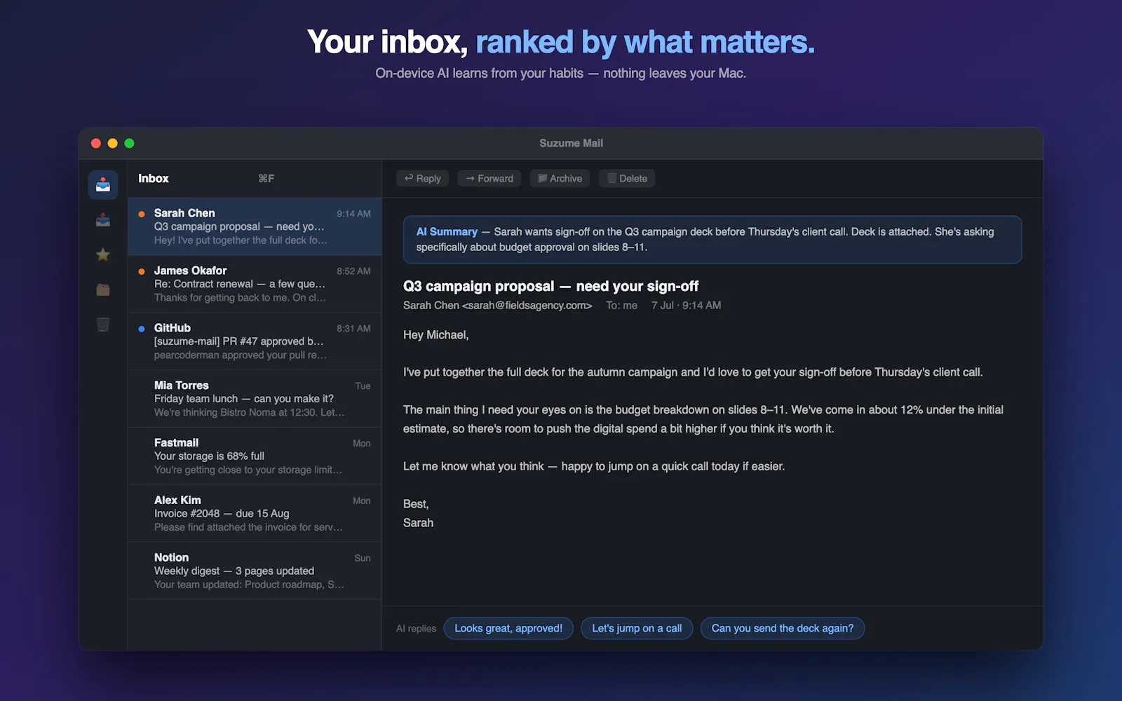 Suzume Mail screenshot 1