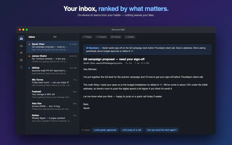Suzume Mail screenshot 1