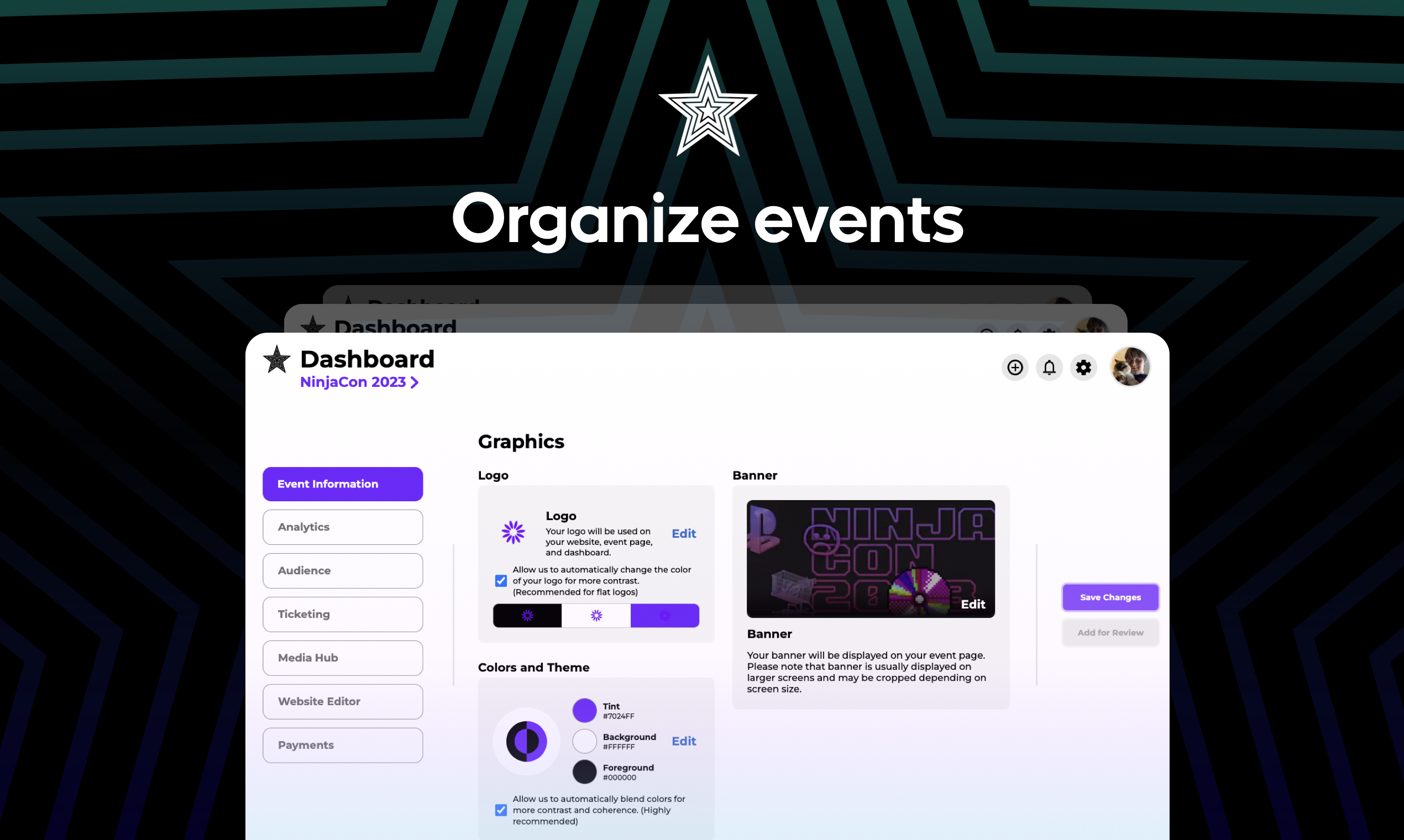 startuptile EventConnect-Event CMS for ticketing payments website photos & more