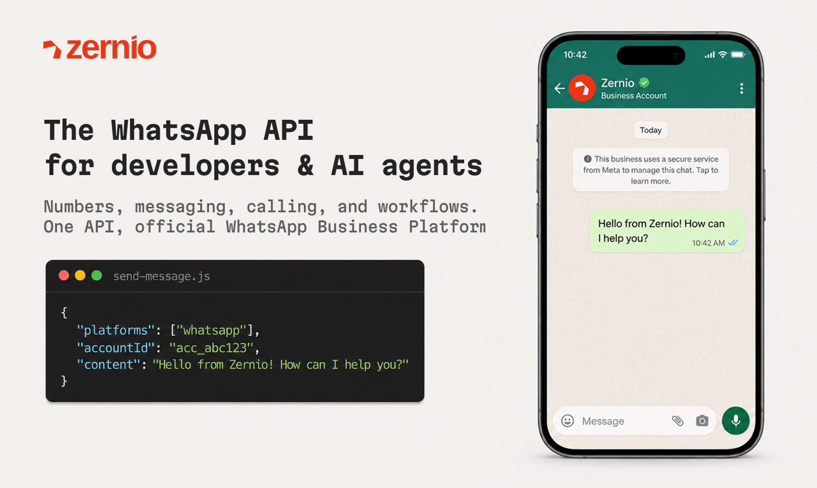 Zernio WhatsApp API gallery image