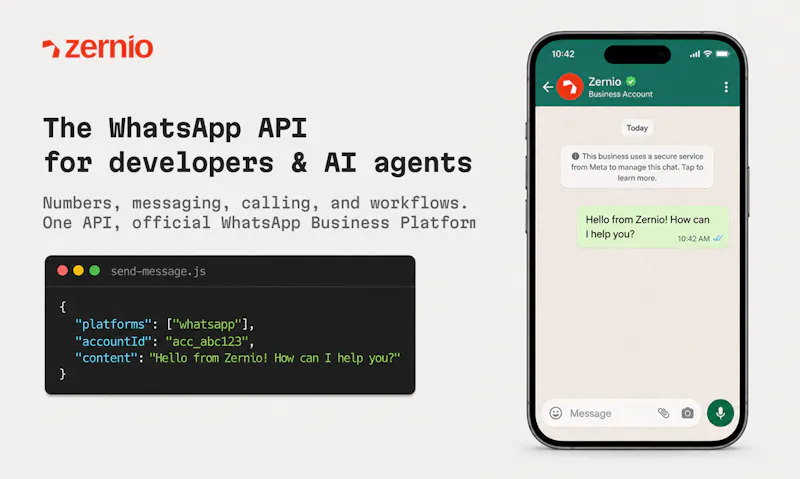 Zernio WhatsApp API screenshot 1