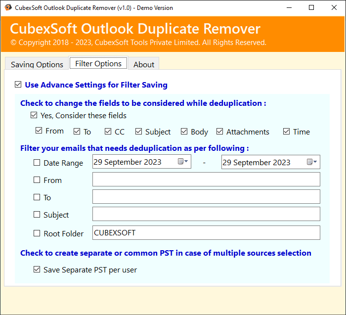 Removedor duplicado do Cubexsoft Outlook media 4