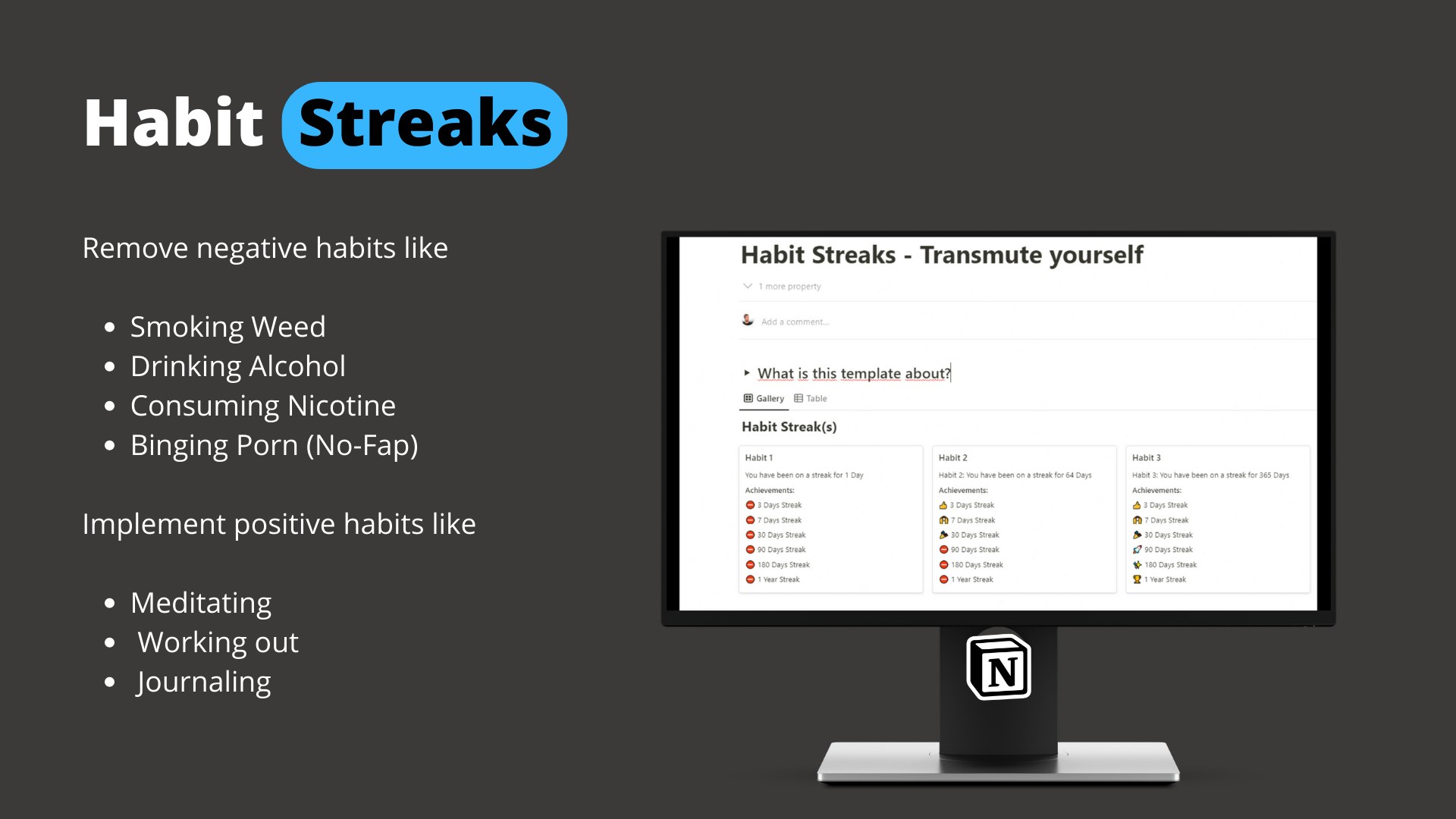 Tracker de séquence d'habitude pour la notion
