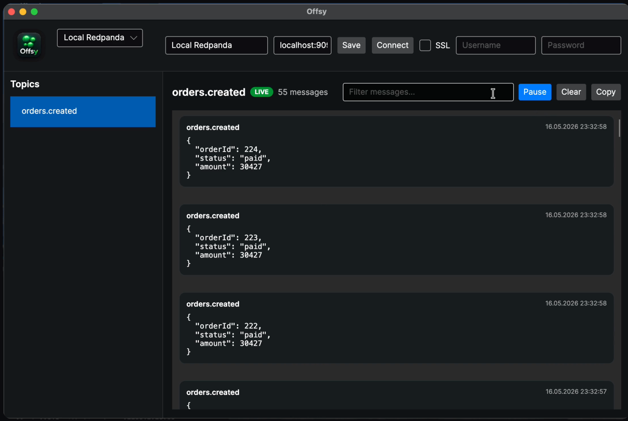 Offsy — Fast Kafka tailing for devs gallery image