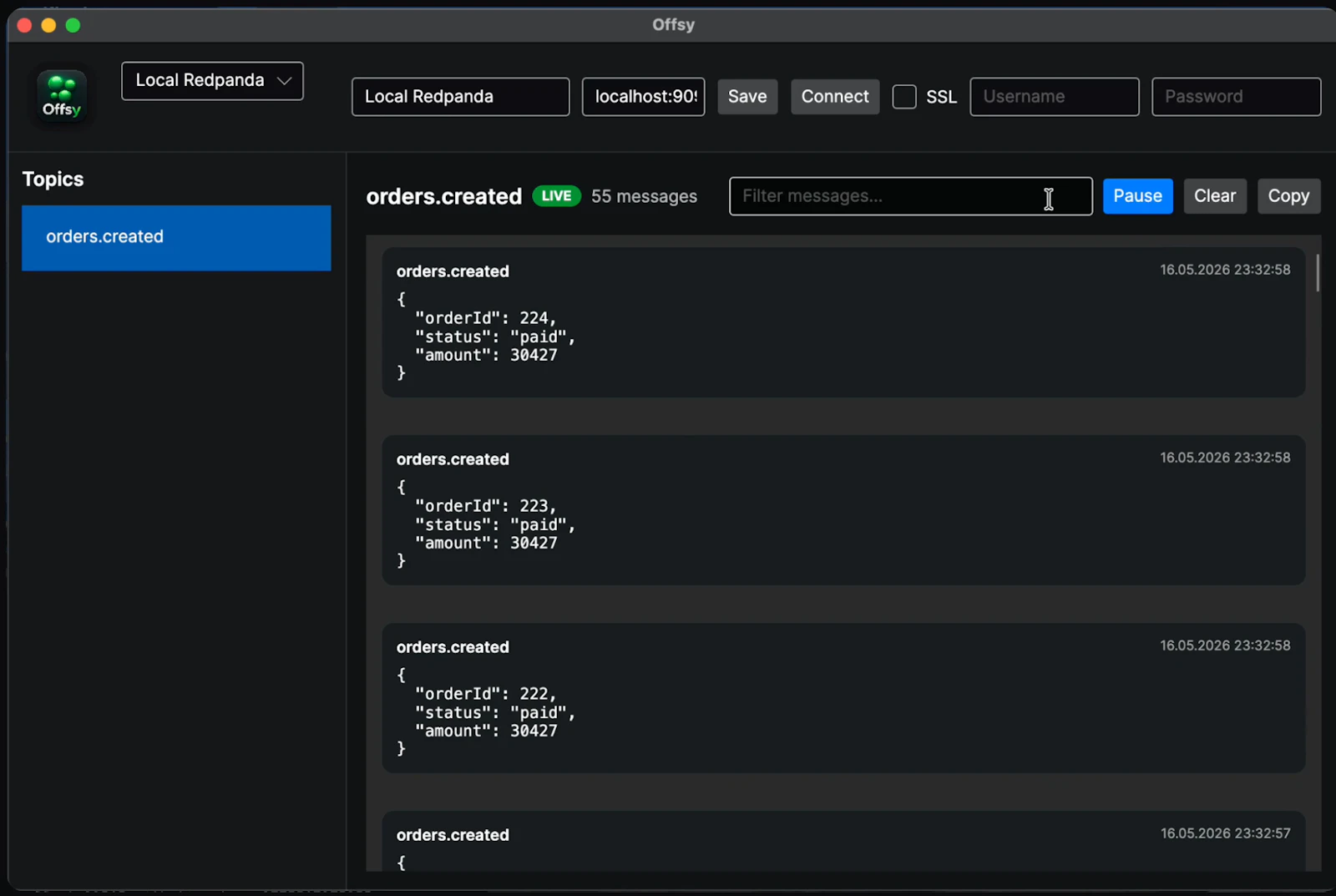 Offsy — Fast Kafka tailing for devs screenshot 2