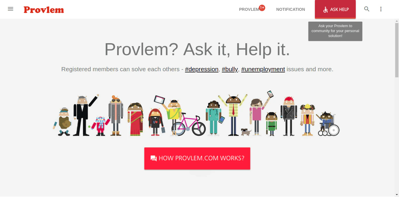 Provlem? Anonymously ask Help on Various Issues