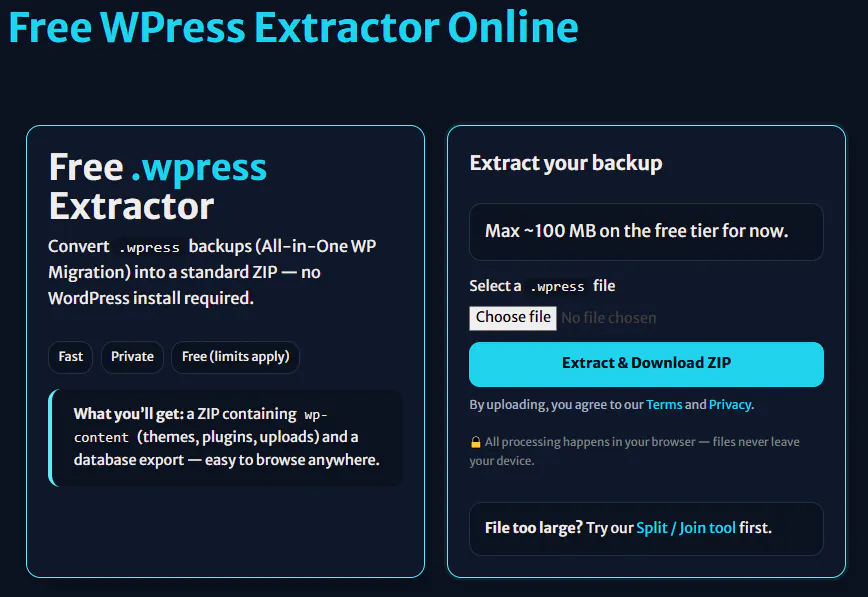 WPress Extractor - upload → extract gallery image