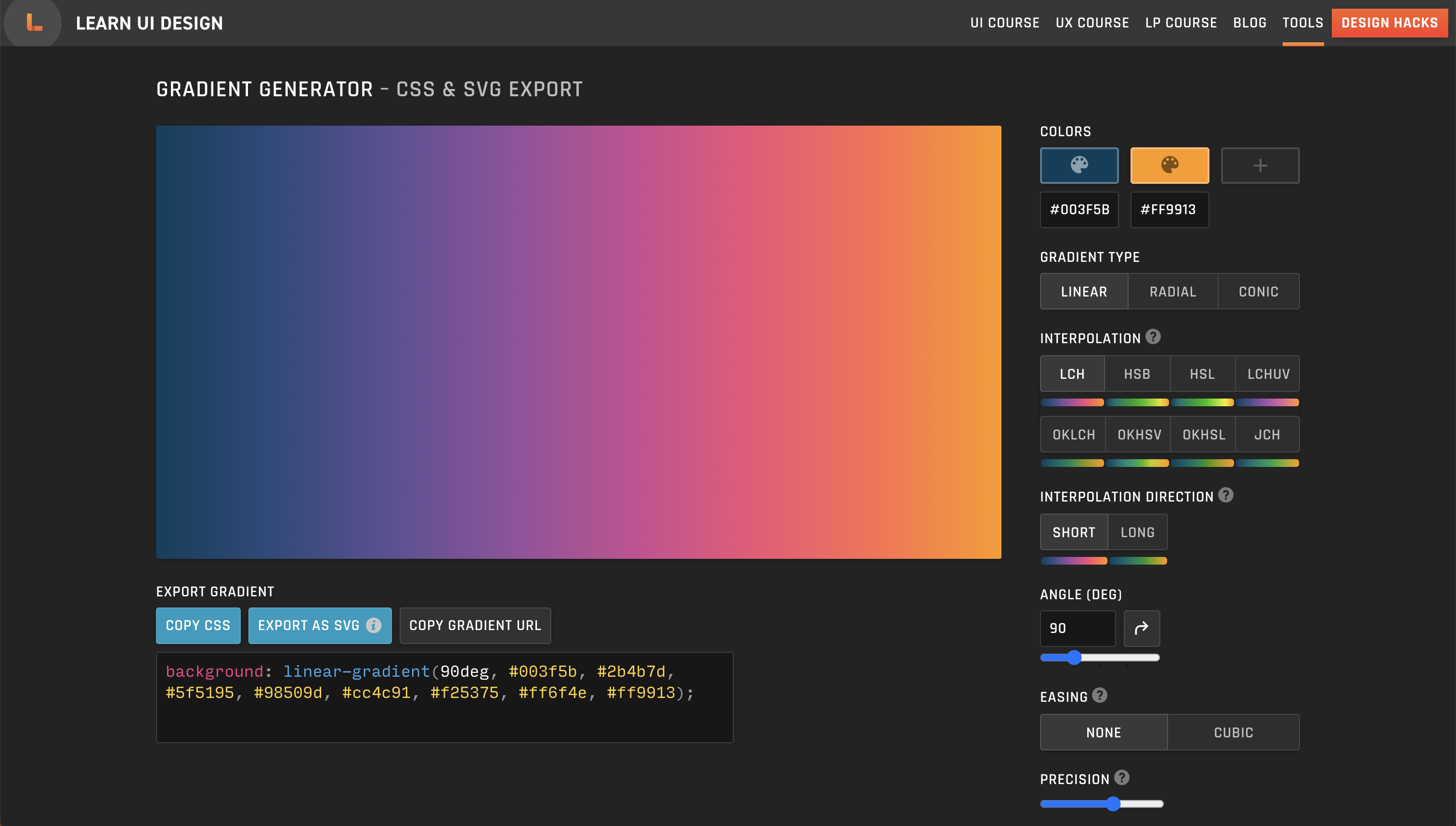 startuptile Gradient Generator v2-Create gorgeous gradients in 8 color spaces