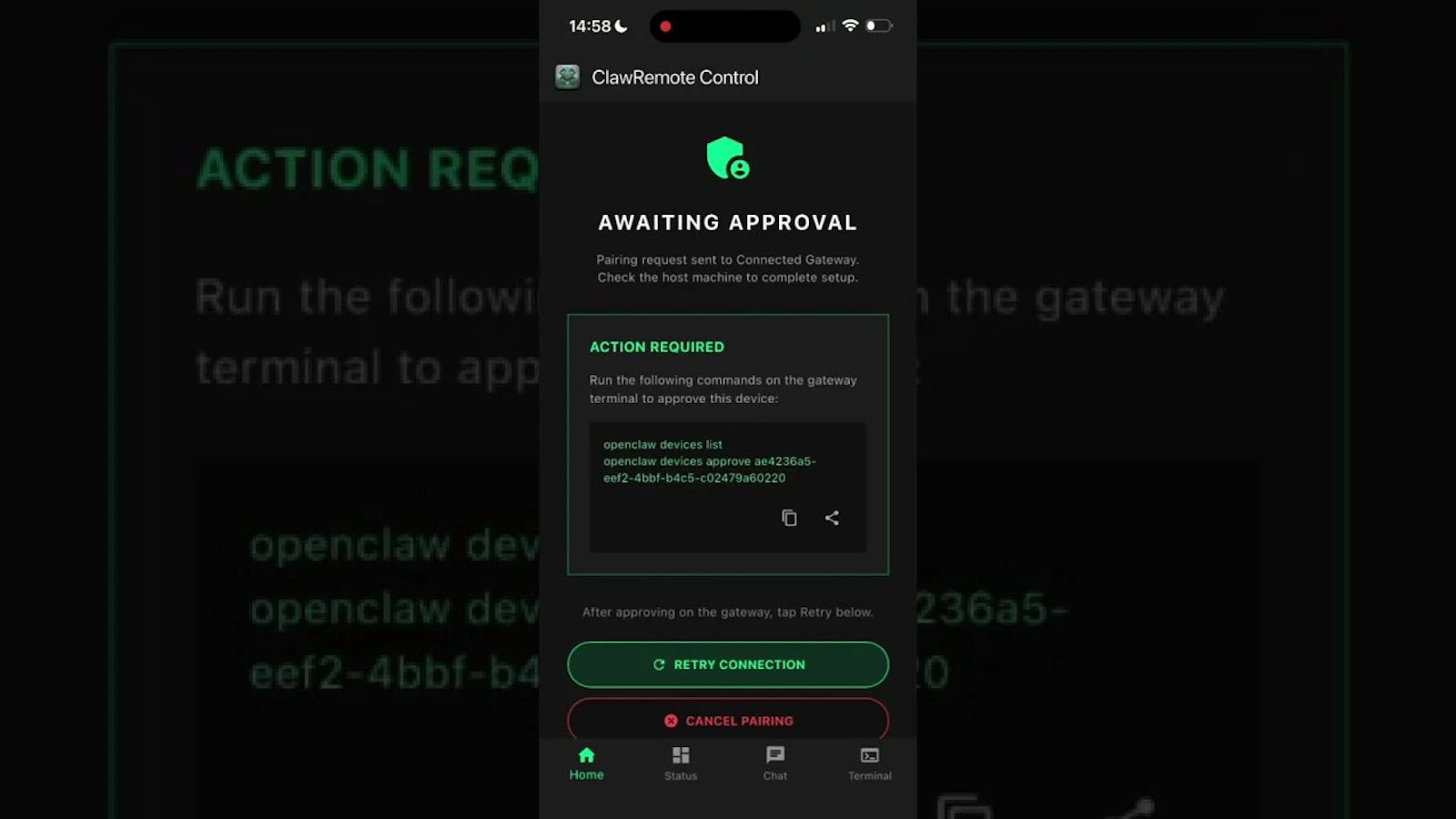 ClawRemote screenshot 1 (video preview)