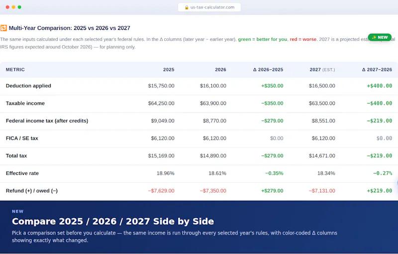 US Tax Calculator 2026 screenshot 2