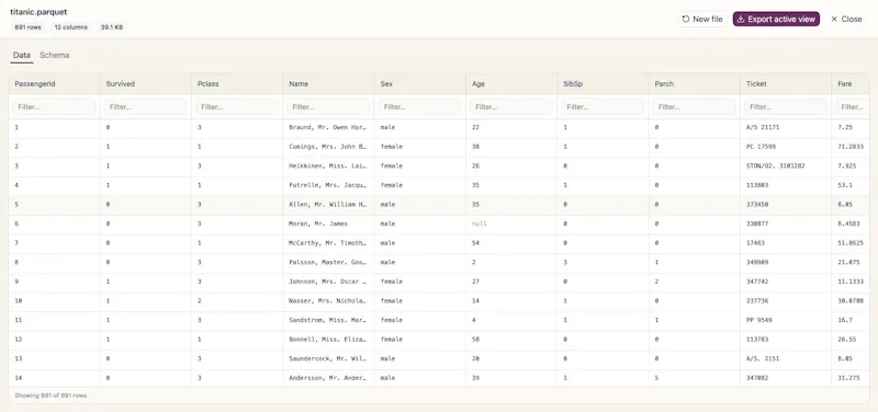 Parquet Viewer screenshot 1