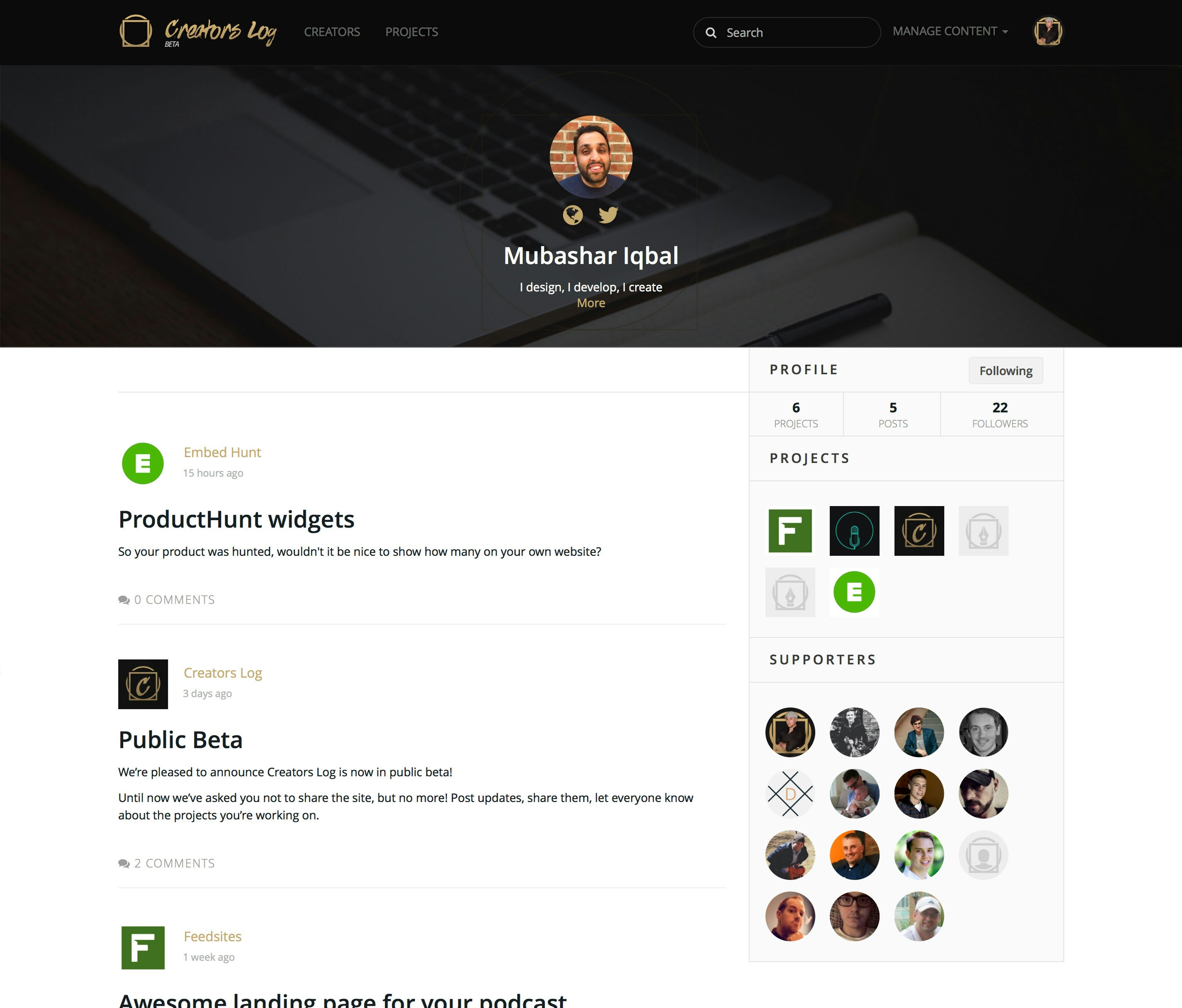 Creators Log gallery image