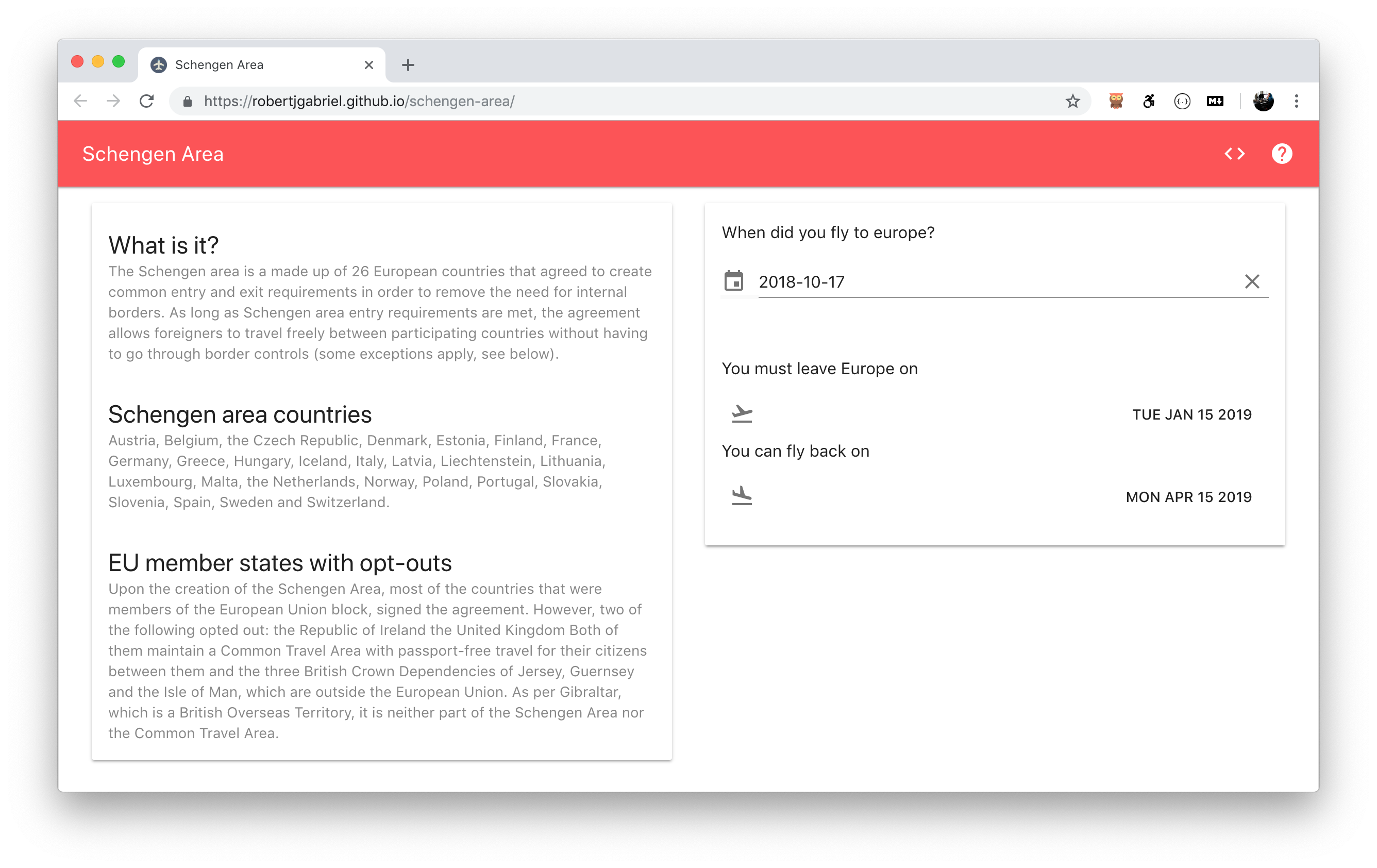 Schengen Area date checker. gallery image