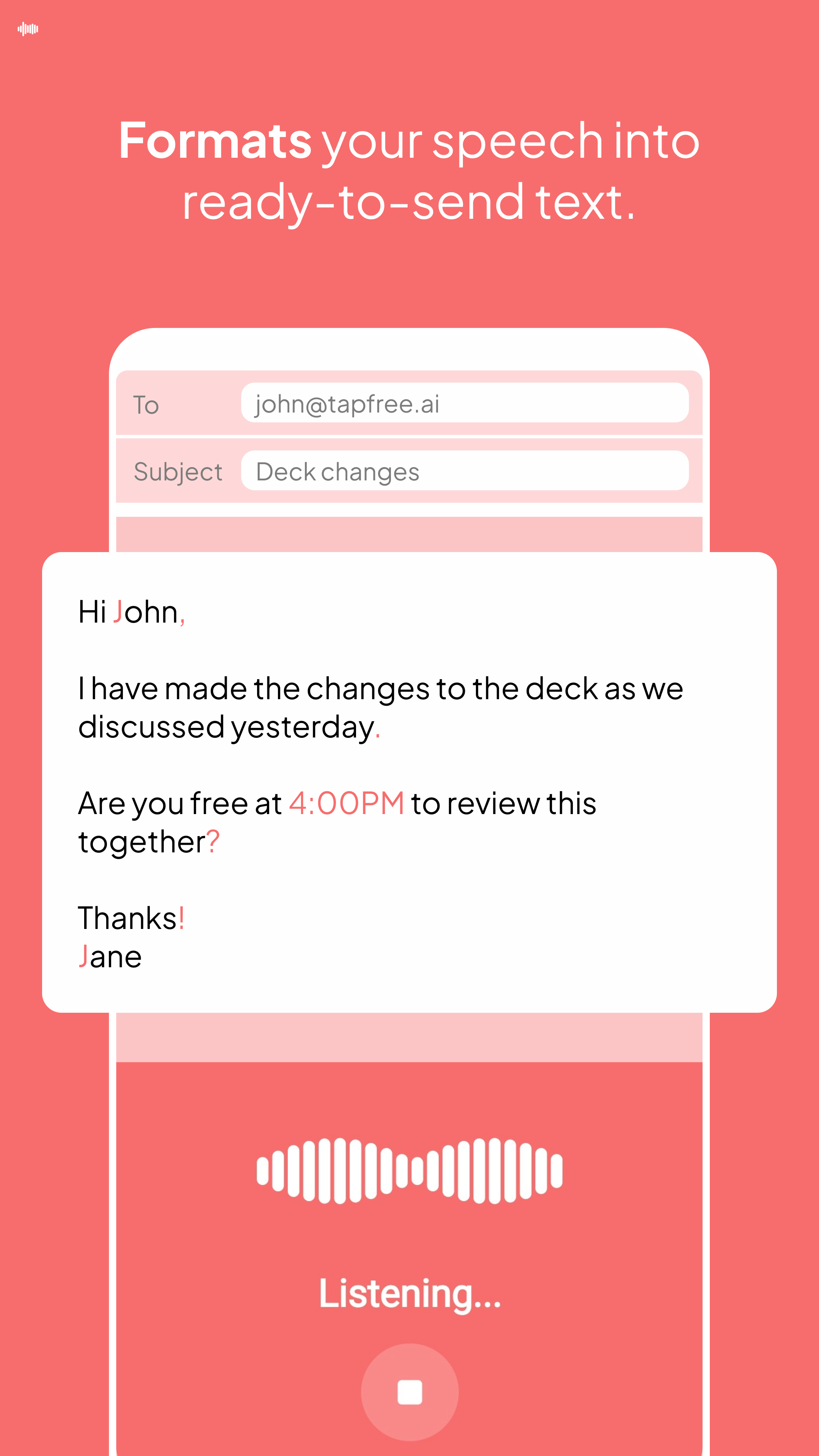 Tapfree for Android - Screenshot 2 showing product features and functionality