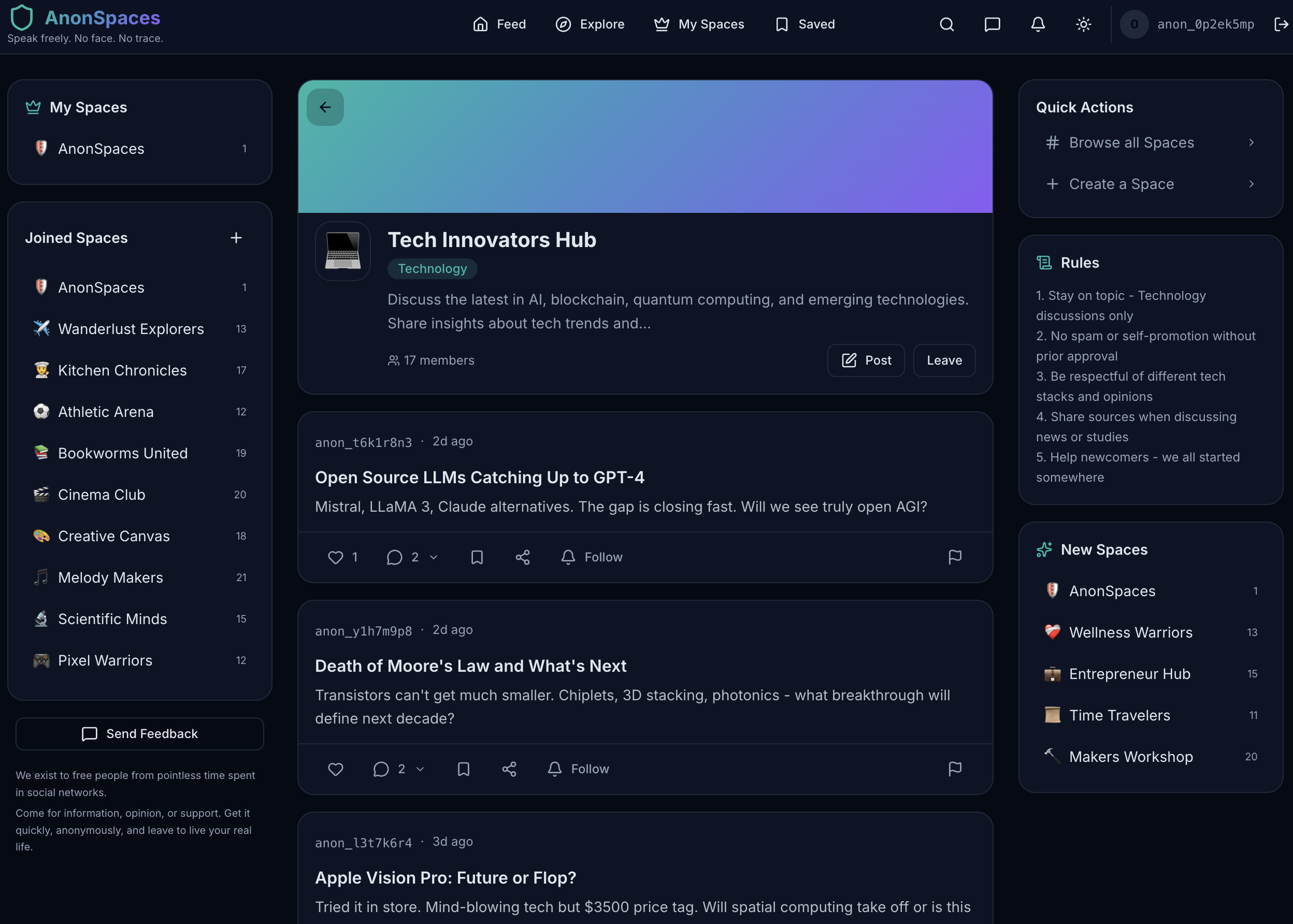 AnonSpaces - Screenshot 4 showing product features and functionality