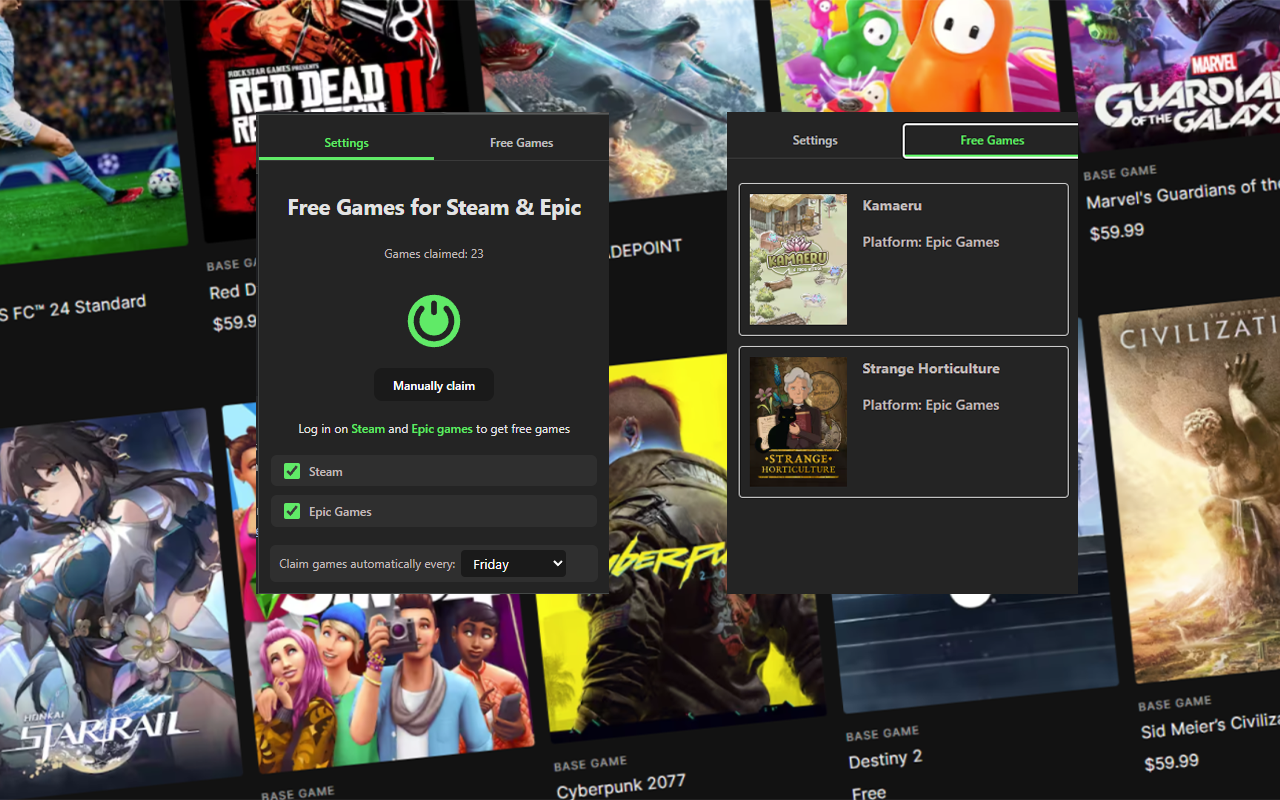 Richiesta di giochi gratuiti - Estensione per ottenere giochi gratuiti da Steam ed Epic media 2