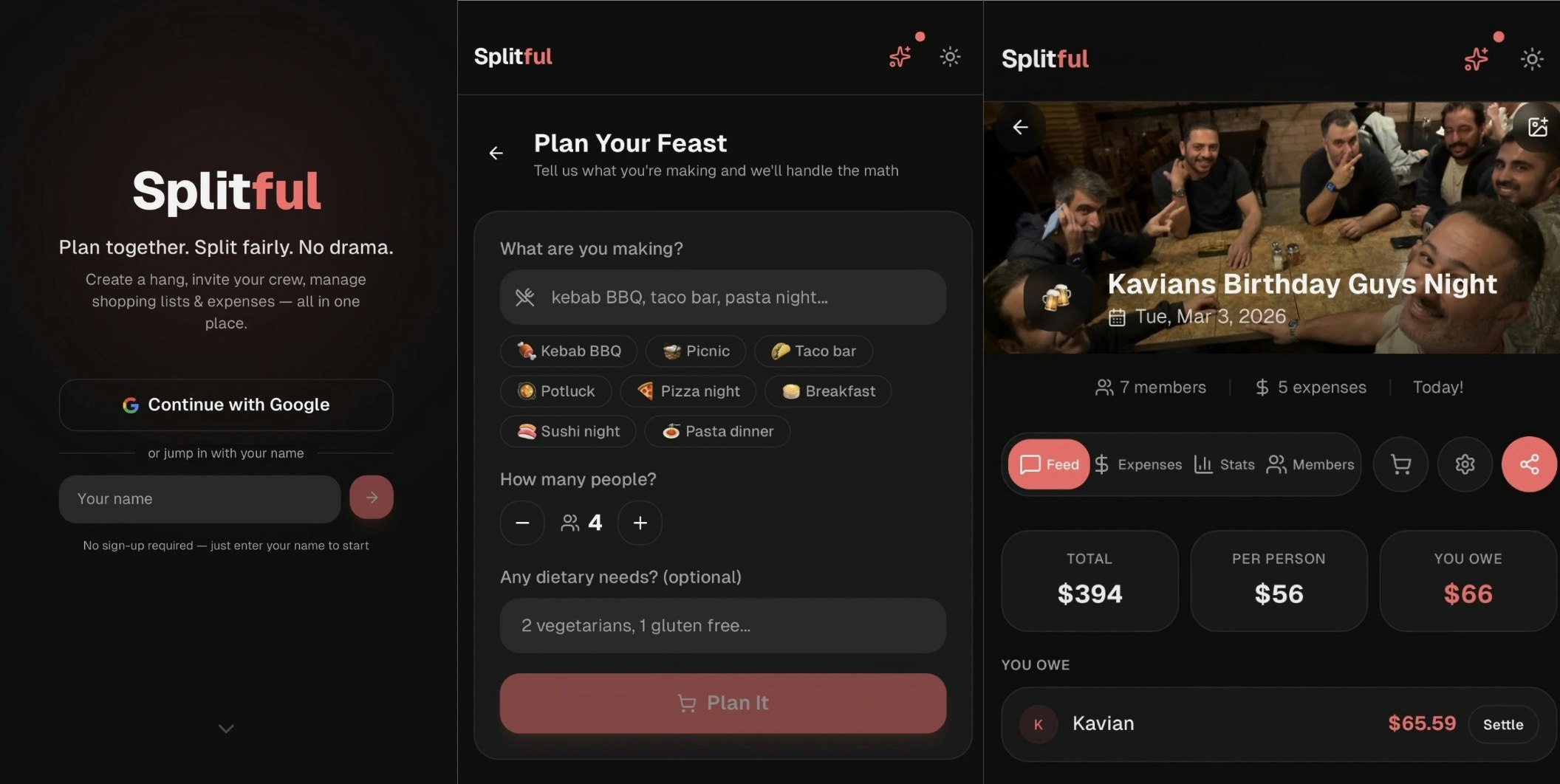 Splitful.app Plan hangs, split expenses gallery image