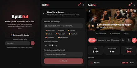 Splitful.app Plan hangs, split expenses gallery image