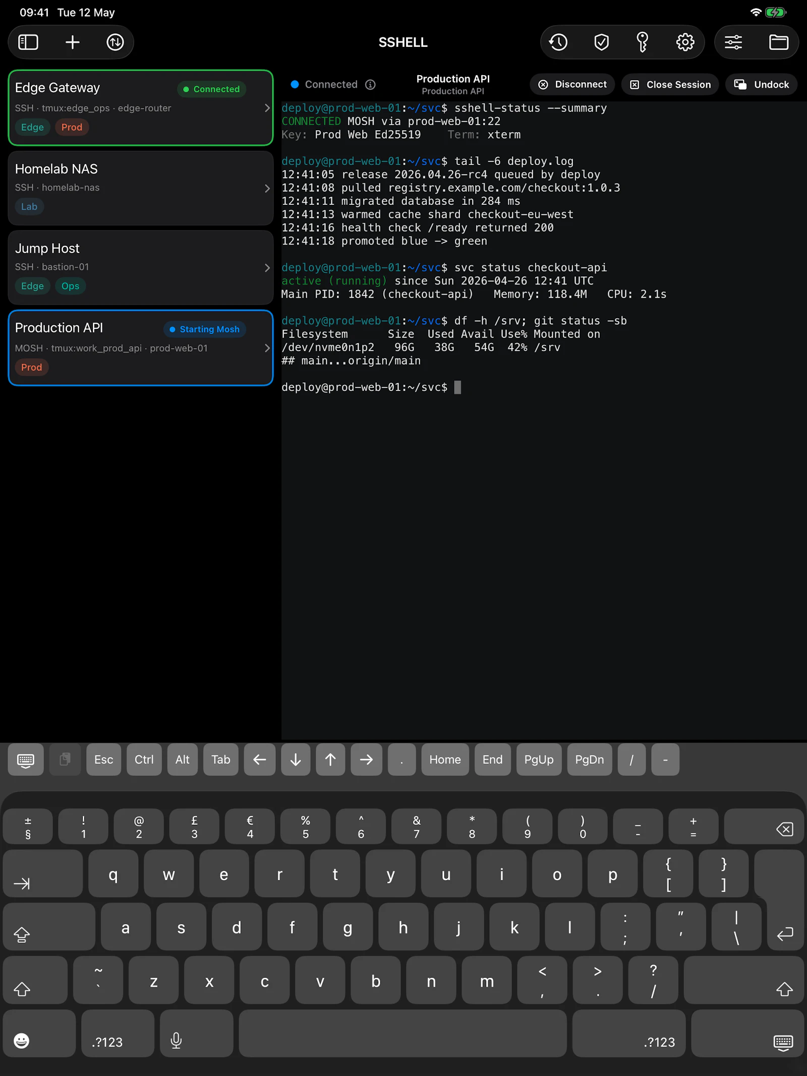 SSHELL Terminal screenshot 1