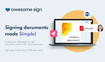 어썸 사인 전자 서명 도구를 사용하여 문서에 쉽게 서명하는 사람의 이미지.