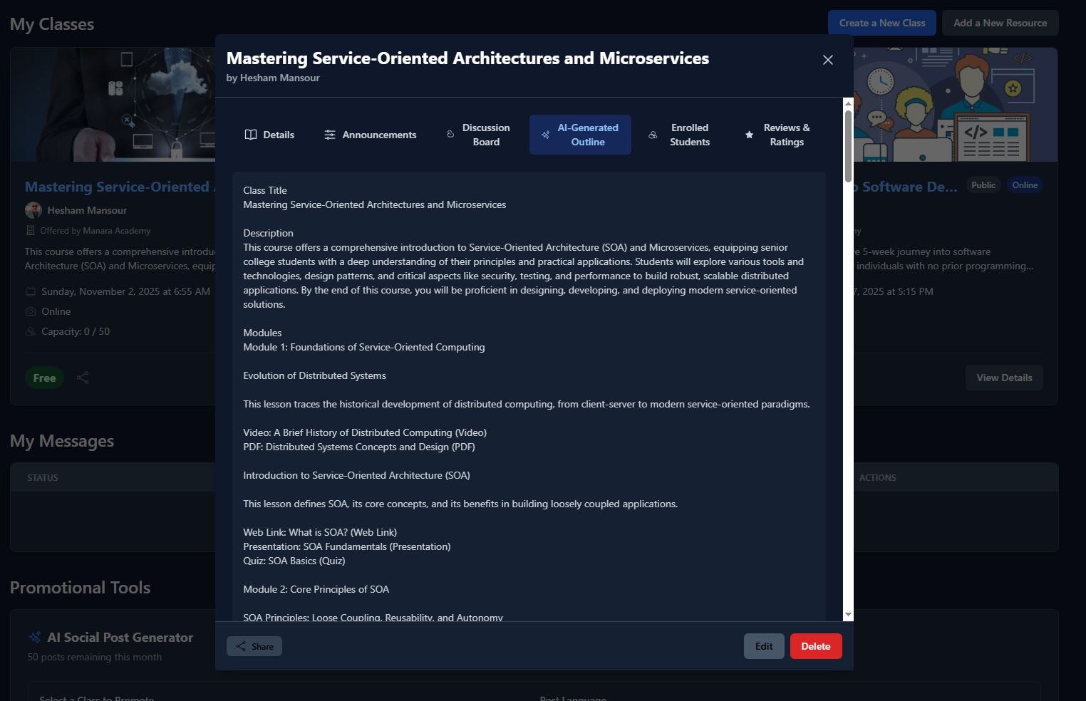 Manara LMS - Screenshot 5 showing product features and functionality