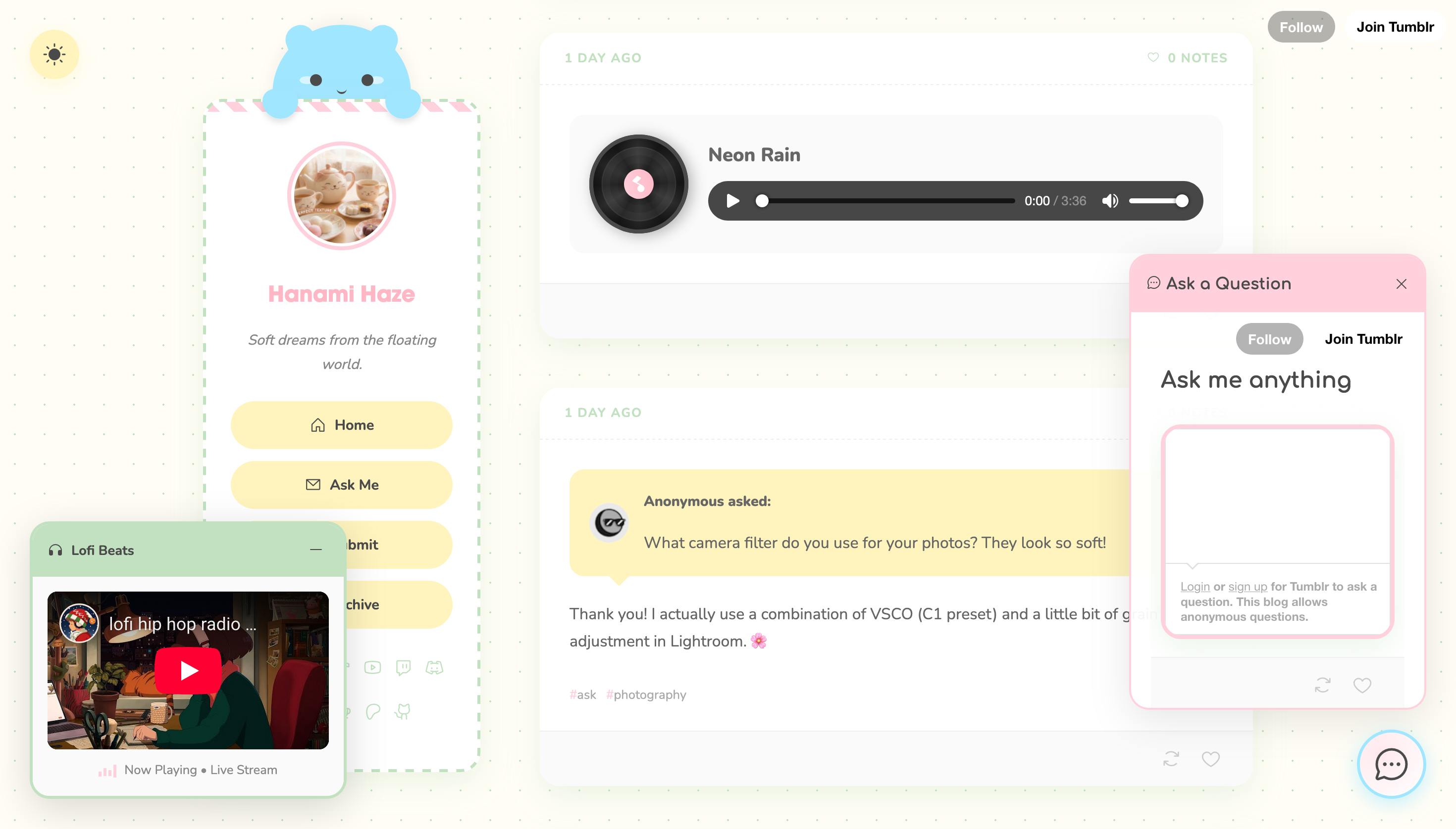 Hanami Haze Tumblr Theme gallery image