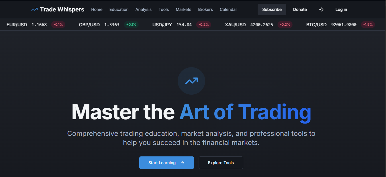 Trade Whispers - Screenshot 2 showing product features and functionality