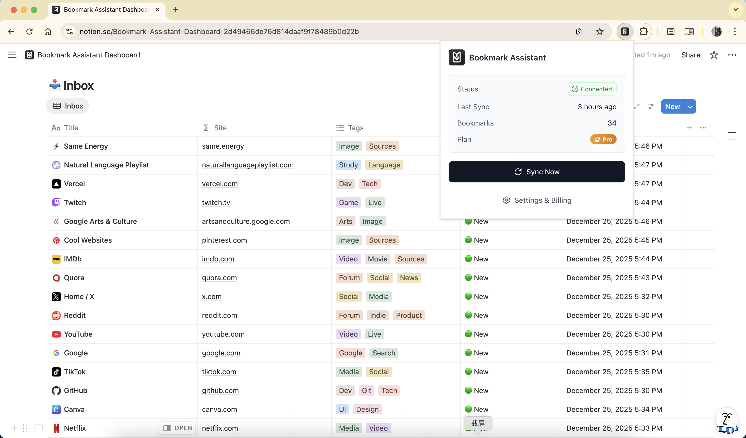 Bookmark Assistant - Screenshot 4 showing product features and functionality
