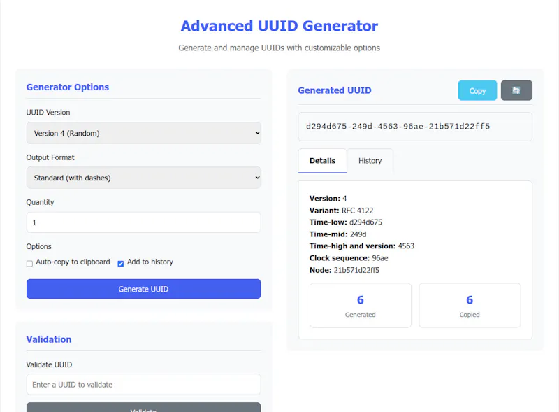 UUID Generator screenshot 1