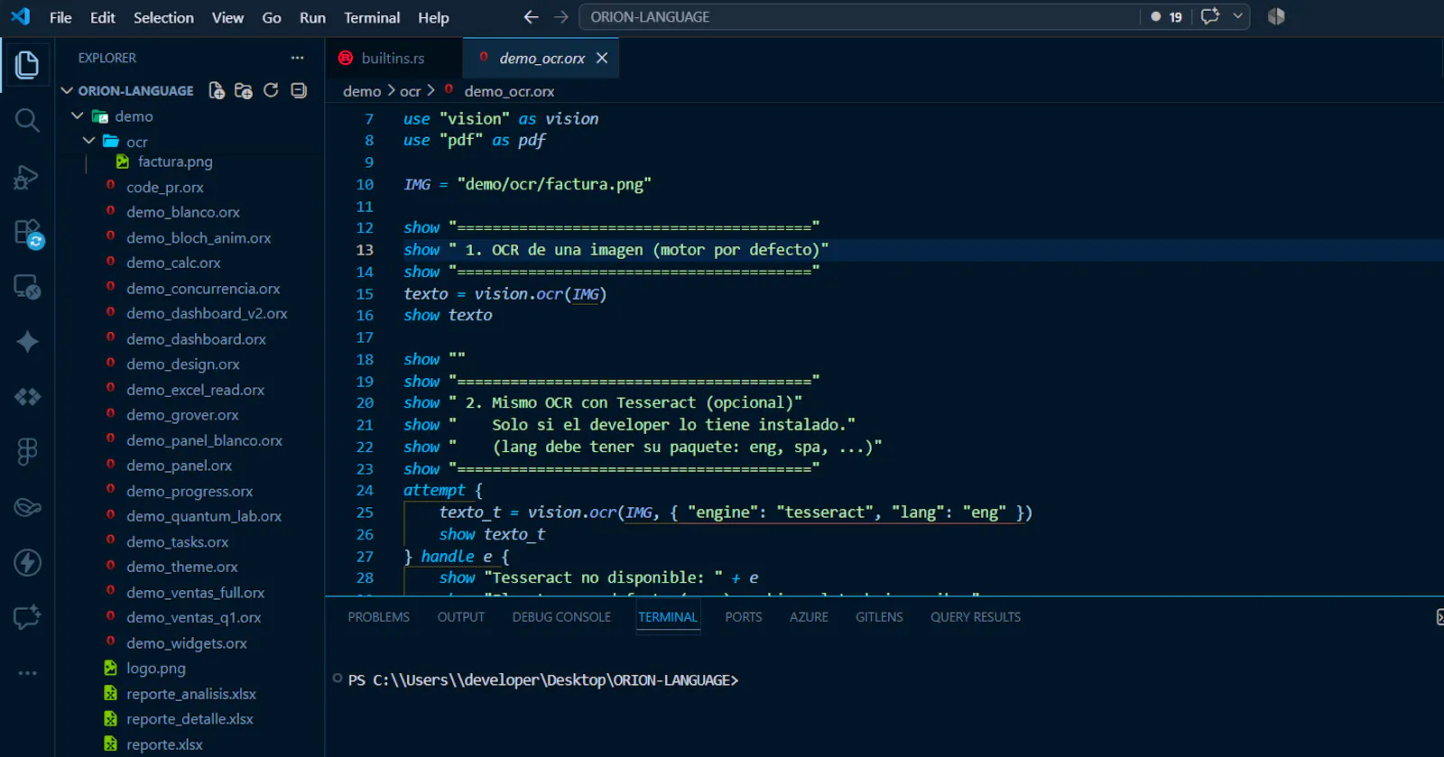 Orion Language screenshot 2