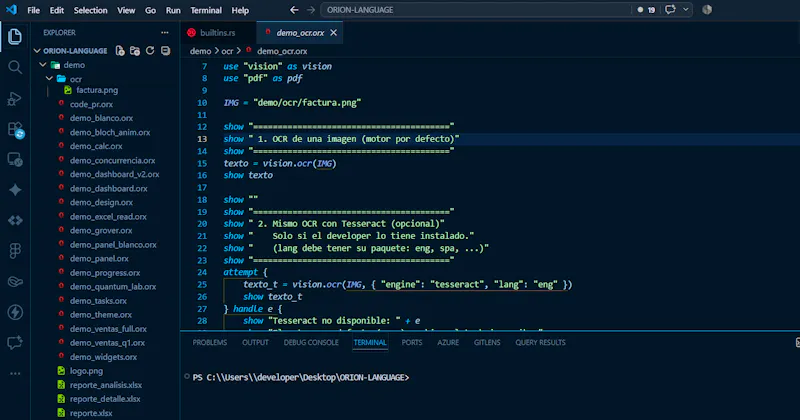 Orion Language screenshot 2