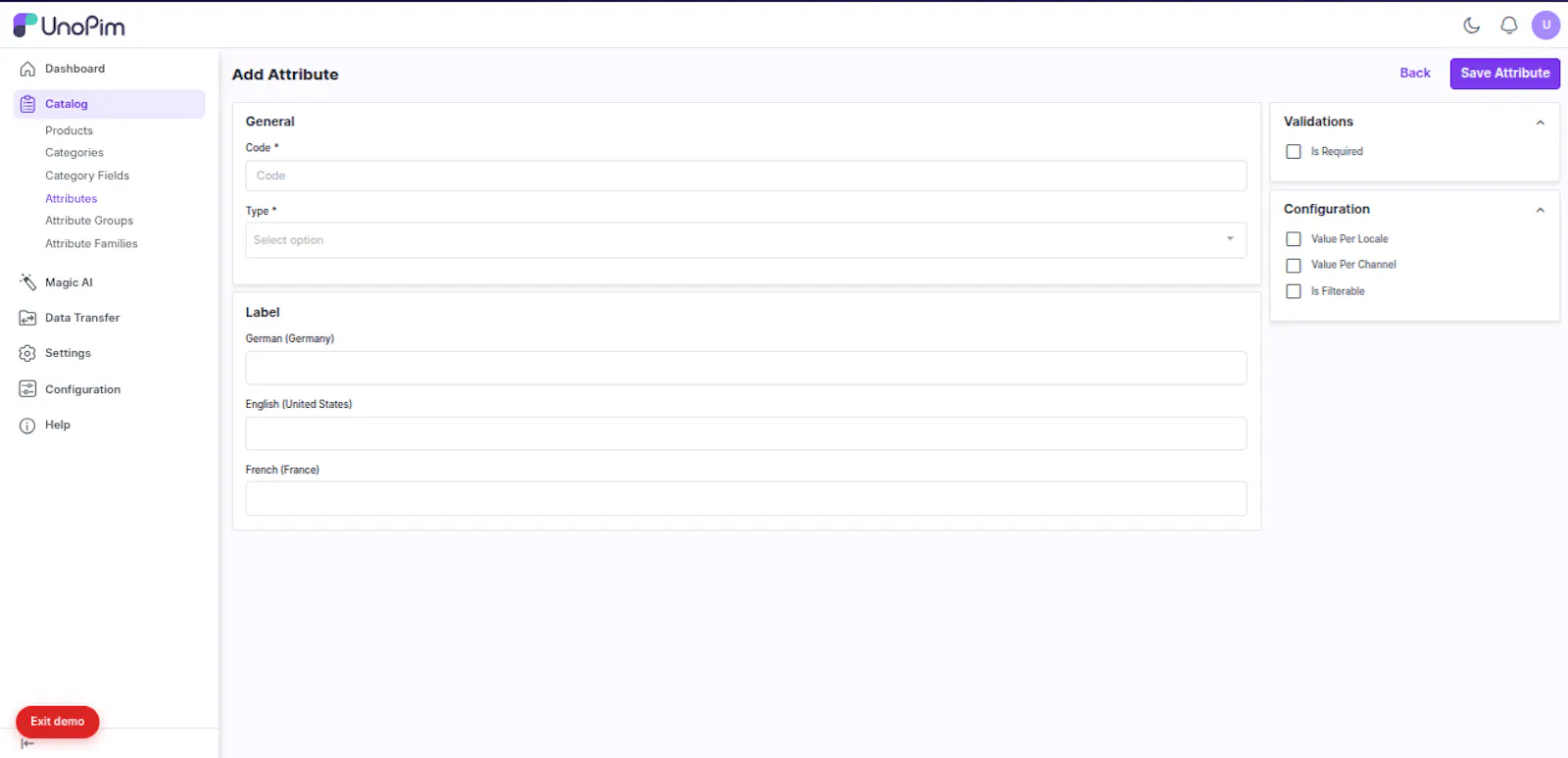 UnoPim screenshot 5