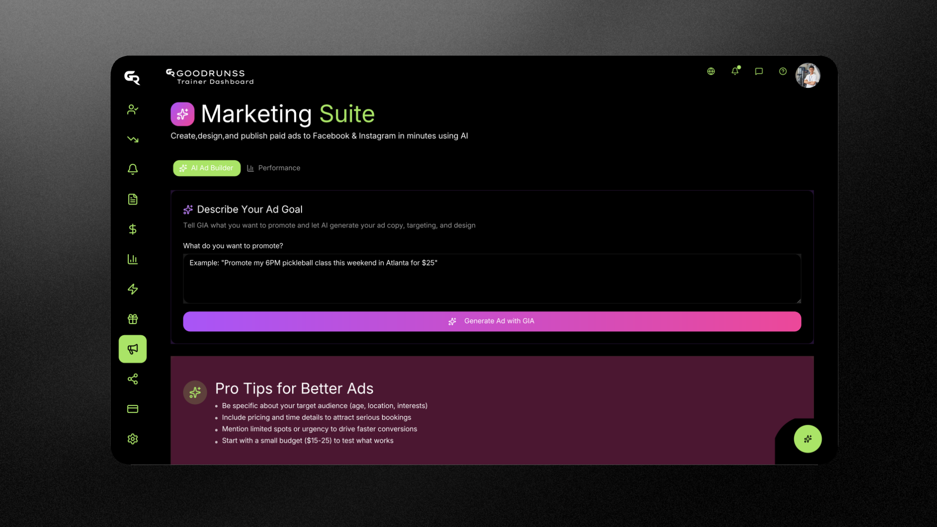 GoodRunss AI Trainer Dashboard gallery image
