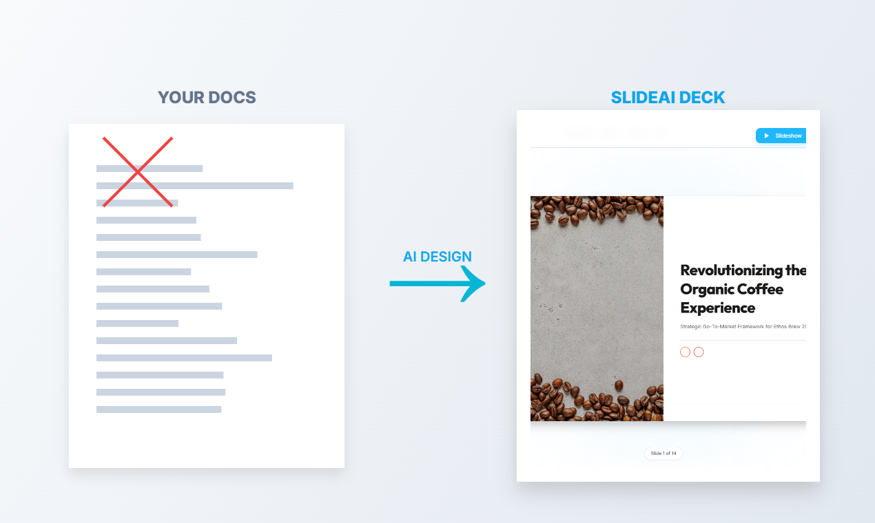 SLIDEAI - Main product screenshot demonstrating key features and user interface