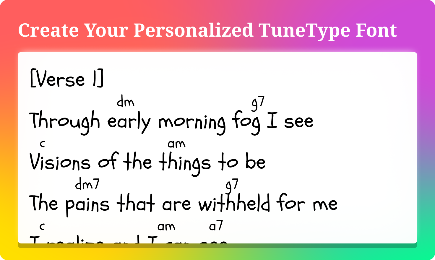 Tunetype - Una fuente con acordes ligaduras que armoniza letras y acordes media 2