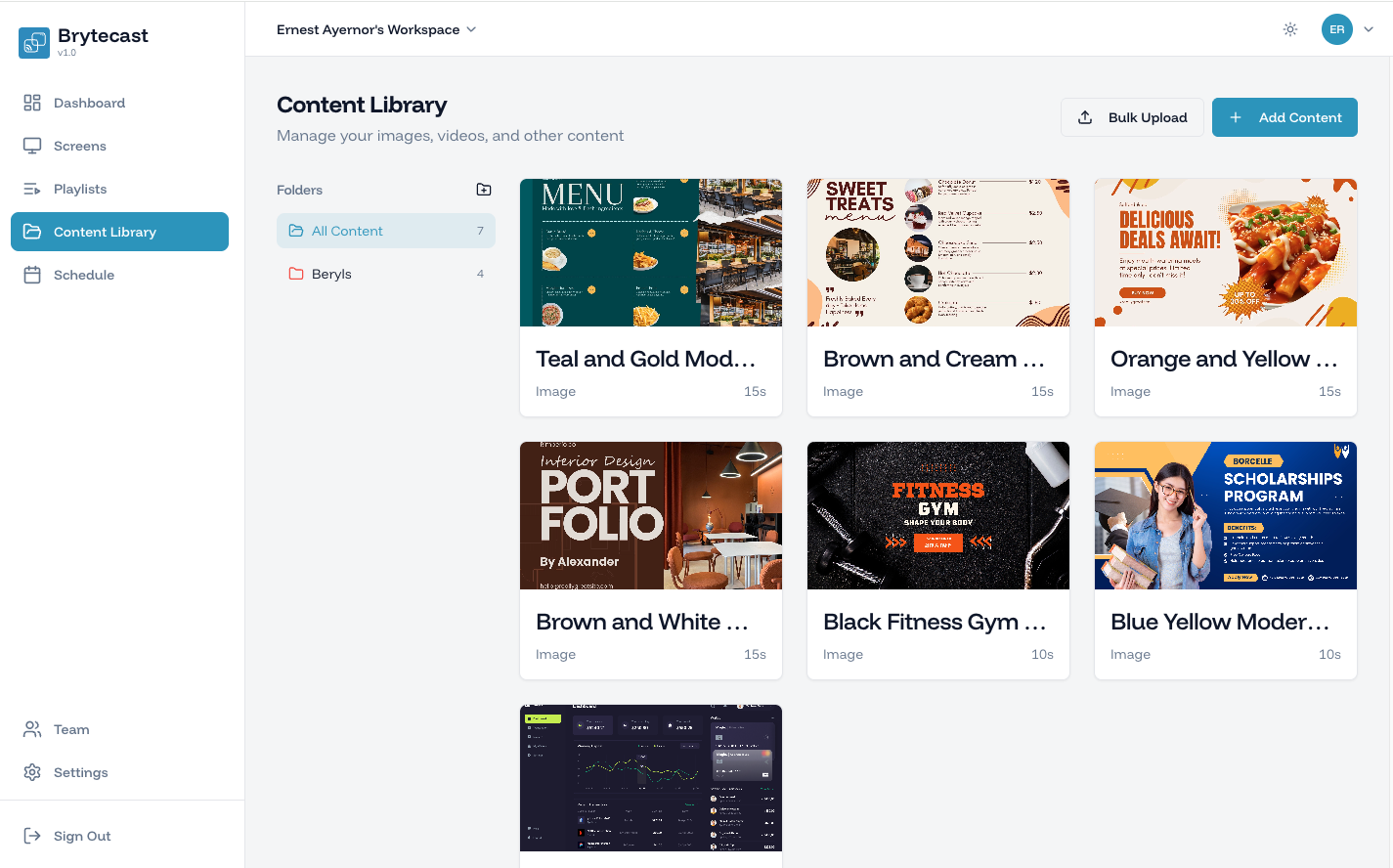 Brytecast - Digital Signage - Screenshot 5 showing product features and functionality