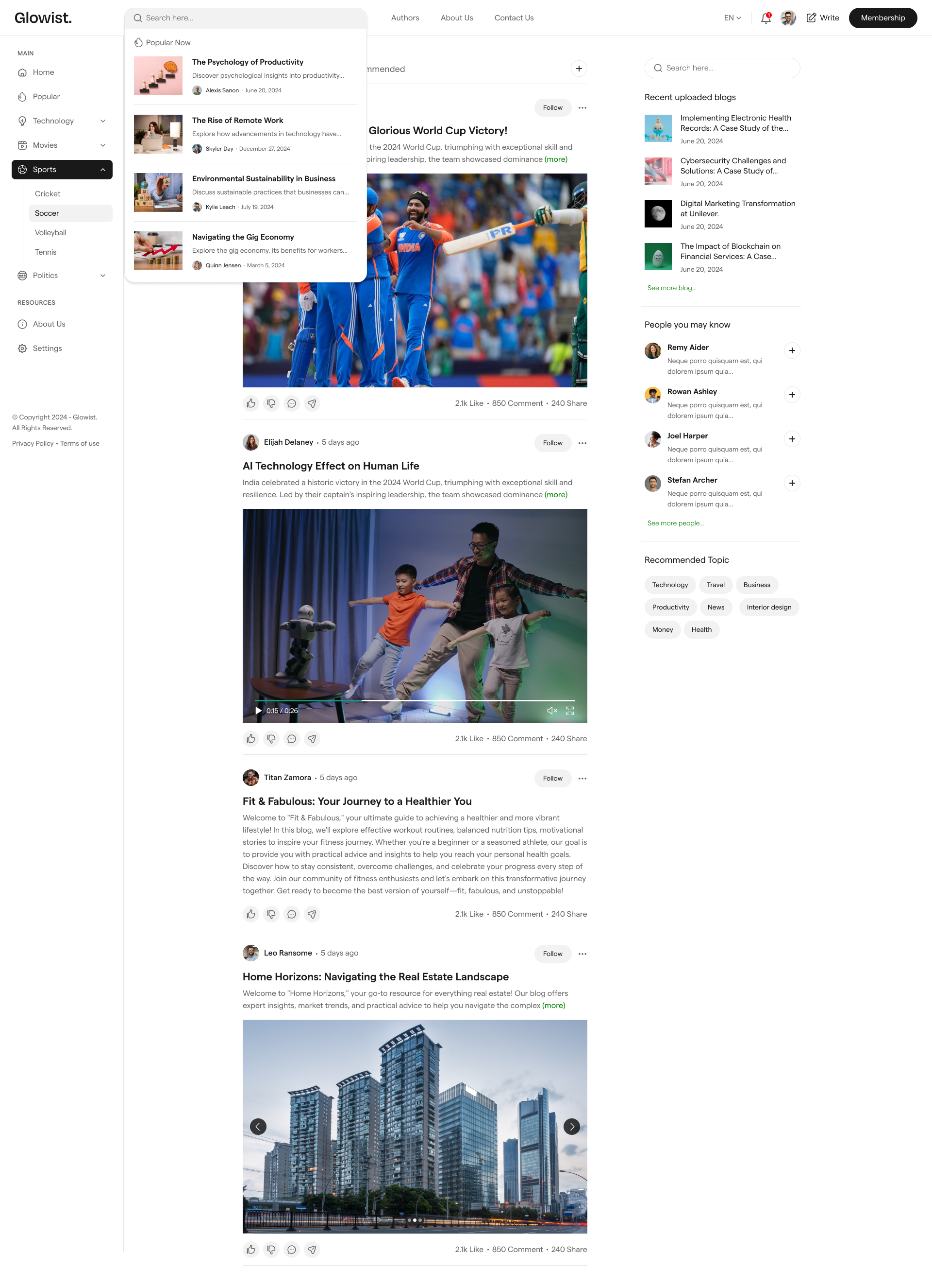 Glowist：博客网站模板html media 35