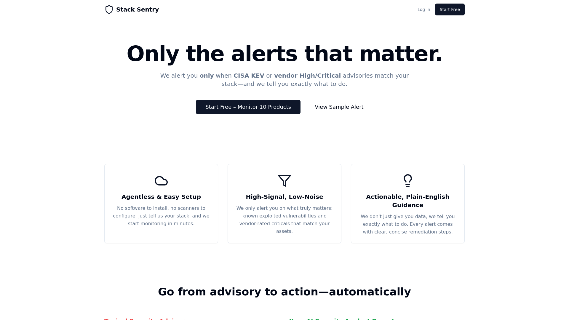 Stack Sentry - Main screenshot showing features and interface