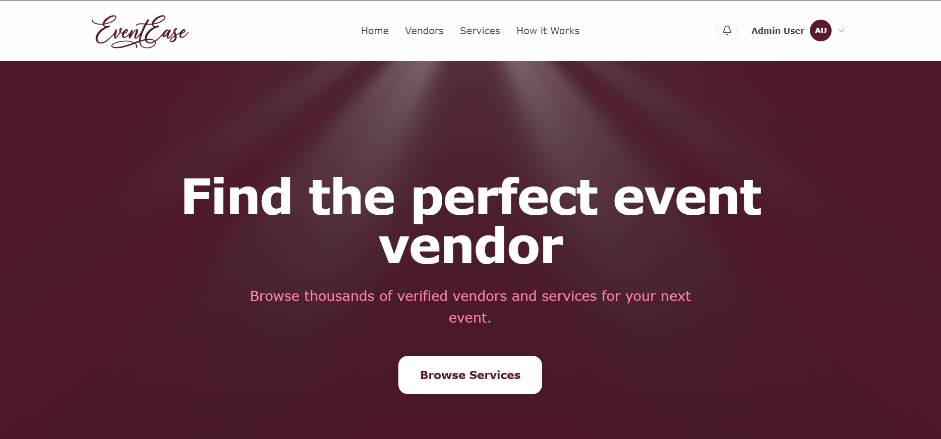 EventEase - Main product screenshot demonstrating key features and user interface