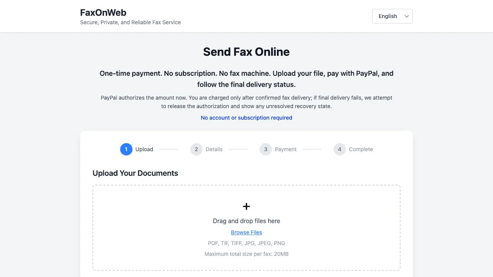 FaxOnWeb screenshot 1
