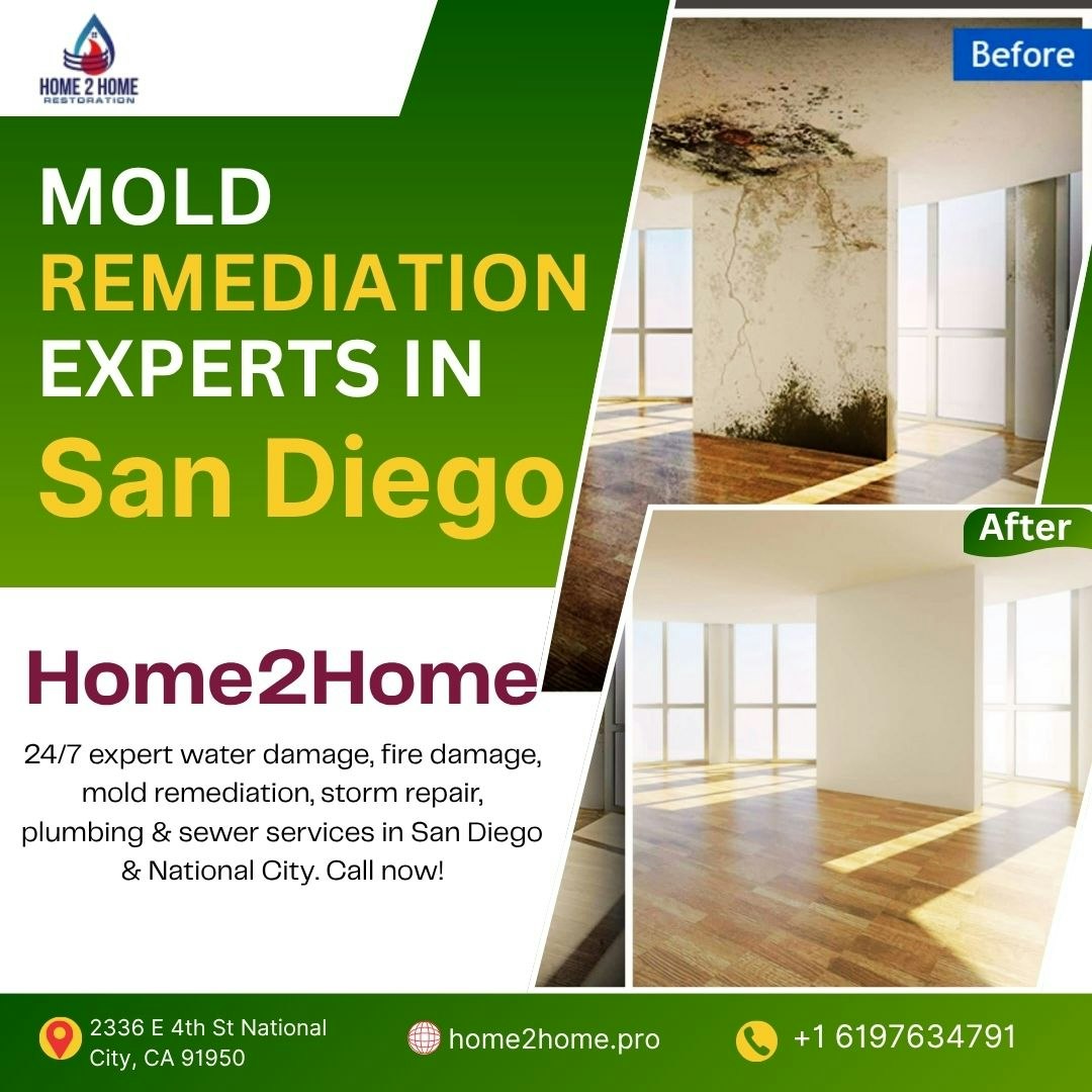 وسائط خدمات أضرار المياه في سان دييغو - ServicesHome2Home Restoration - متخصص في أضرار المياه على مدار الساعة طوال أيام الأسبوع. 4