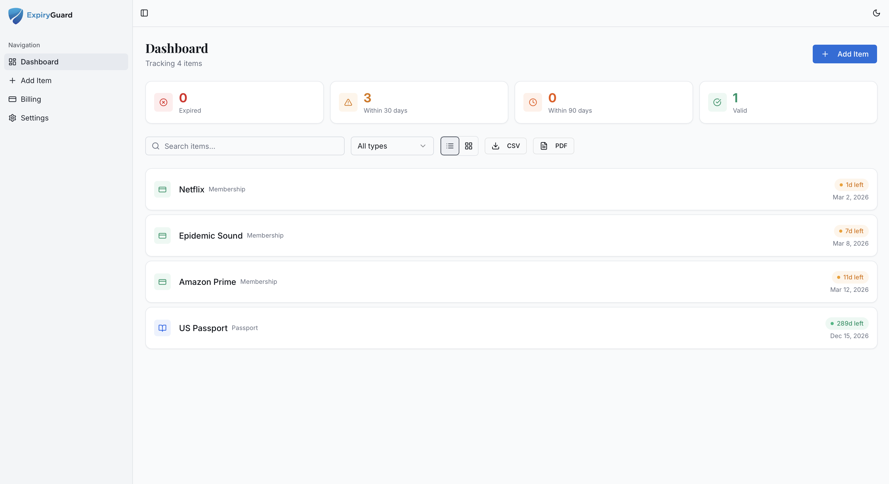 ExpiryGuard - Main product screenshot demonstrating key features and user interface