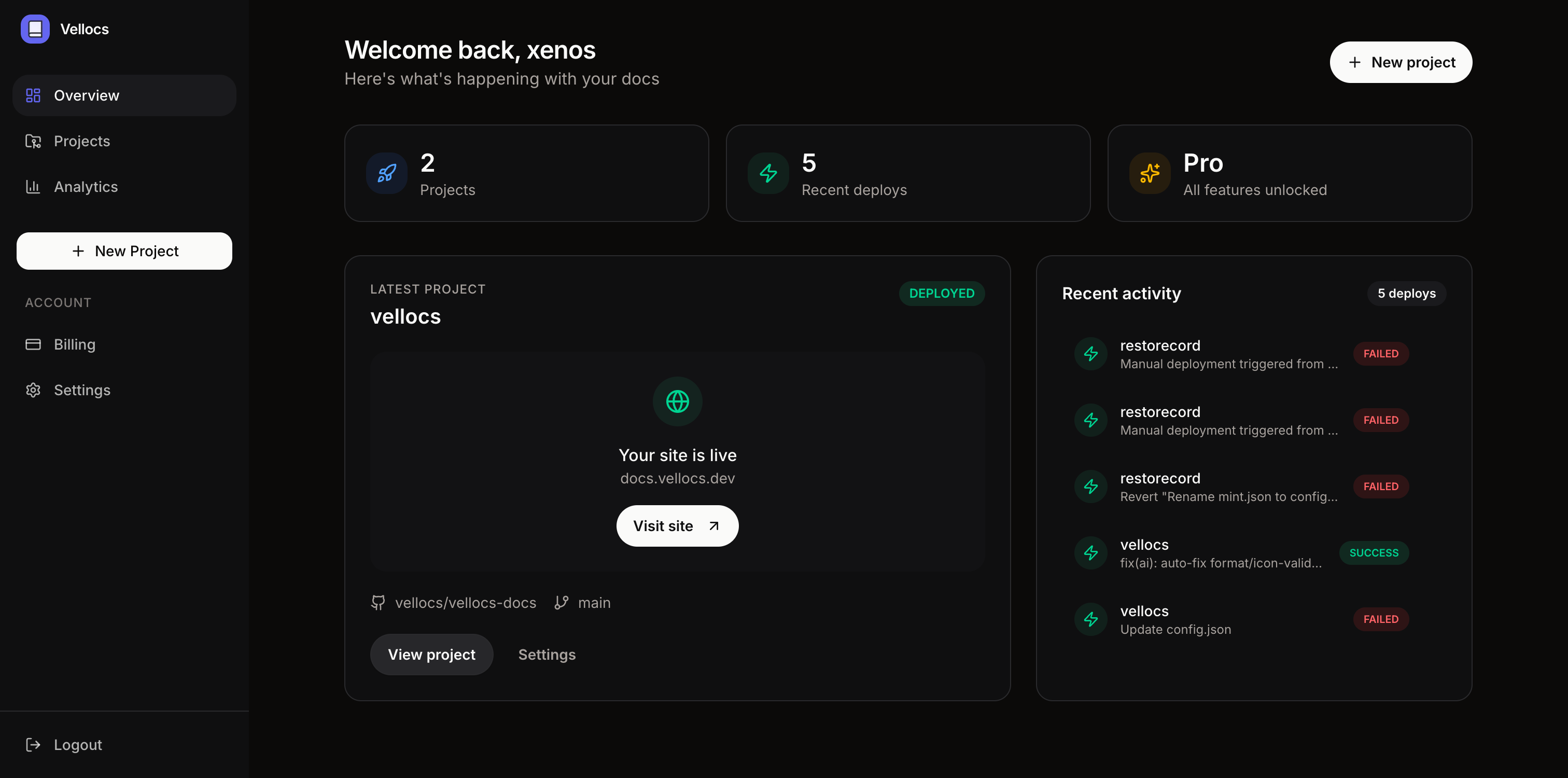 Vellocs - Main product screenshot demonstrating key features and user interface