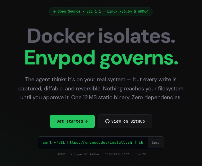 Envpod - Governance for AI agents logo