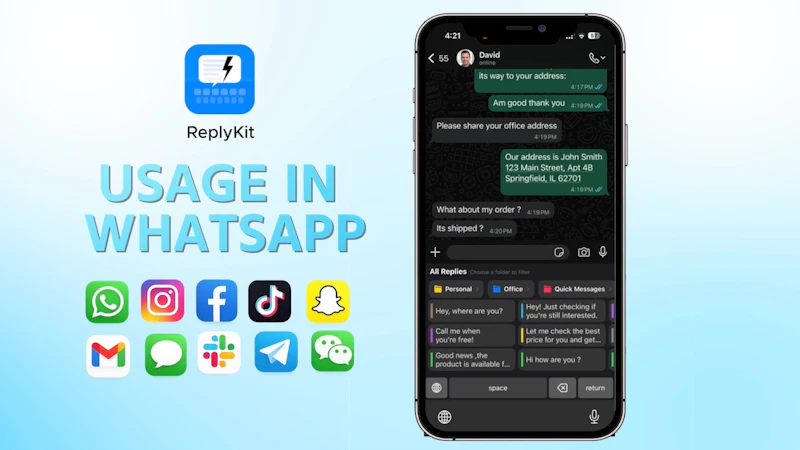 ReplyKit - Template Keyboard screenshot 1 (video preview)
